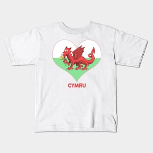 Welsh Dragon With Heart Kids T-Shirt